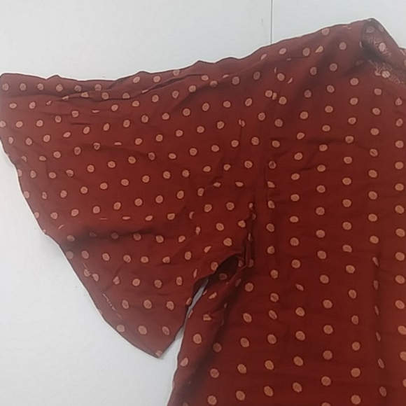 A New Day Red/Orange Polka Dot Flutter Sleeve T-Shirt Top, Small - Picture 3 of 5